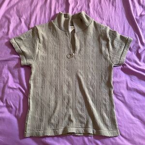 Textured Green Knit Cardigan Sweater